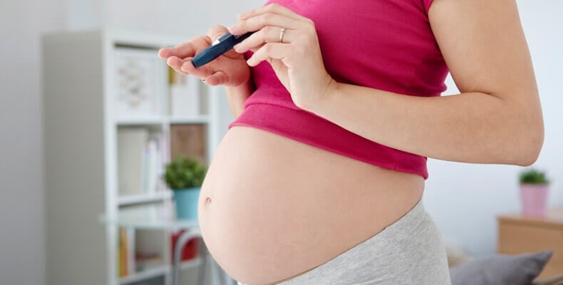 Pregnancy Diabetes Signs Very often future mother may even not suspect of gestational diabetes, since it doesn’t show itself in mild cases. That is why it is important to undergo blood glucose test. In case of the slightest sugar increase, a doctor prescribes a more thorough examination which is called ‘oral glucose tolerance test’ or ‘a 24-hour glycaemic profile’. This method lies in not fasted measurement of sugar, but in intake of a glass of water with diluted glucose. Normal indicators of blood sugar on an empty stomach: 3.3 – 5.5 mmol/L. Pre-diabetes (impaired glucose tolerance): blood sugar on an empty stomach is more than 5.5, but less than 7.1 mmol/L. Diabetes: blood sugar on an empty stomach more than 7.1 mmol/L or more than 11.1 mmol/L after glucose intake. Since blood sugar level is diverse at different time of the day. Sometimes it may not be exposed during examination. There is one more test to check it which is called glycosylated hemoglobin (HbA1c). Glycosylated (i.e. connected with glucose) hemoglobin reflects the level of sugar in blood over not the present day, but the preceding ones (7-10 days). If once a time, blood sugar level is higher than norm, the test HbA1c will detect it. For this purpose, it is practiced on a wide scale in order to control the quality of diabetes therapy. Mild and severe cases of diabetes may be manifested in the following ways: Strong thirst; Frequent and opulent urination; Keen hunger; Blurred vision. Since pregnant women are often thirsty and hungry, these symptoms are not direct indication to diabetes. Only regular testing and doctor’s examination will prevent from its occurrence.